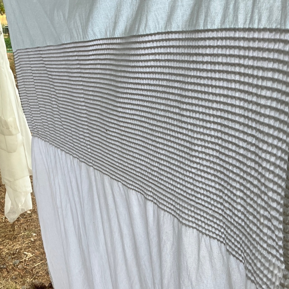 Caro Home 100% cotton shower curtain with woven accent blue, gray, white perfect - Picture 7 of 11